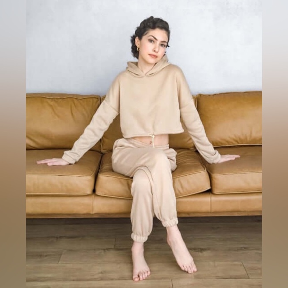 Cropped Hoodie and Sweatpants Set